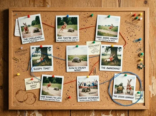 Travel photos and illustrated notes board