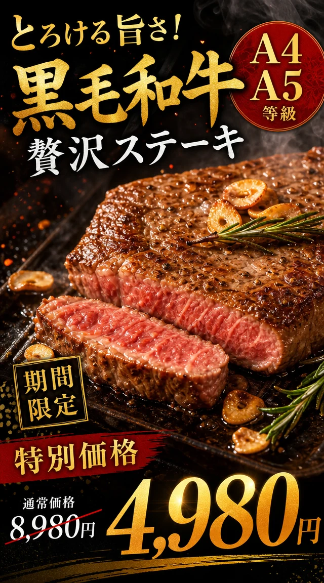 Japanese wagyu steak ad prompt preview
